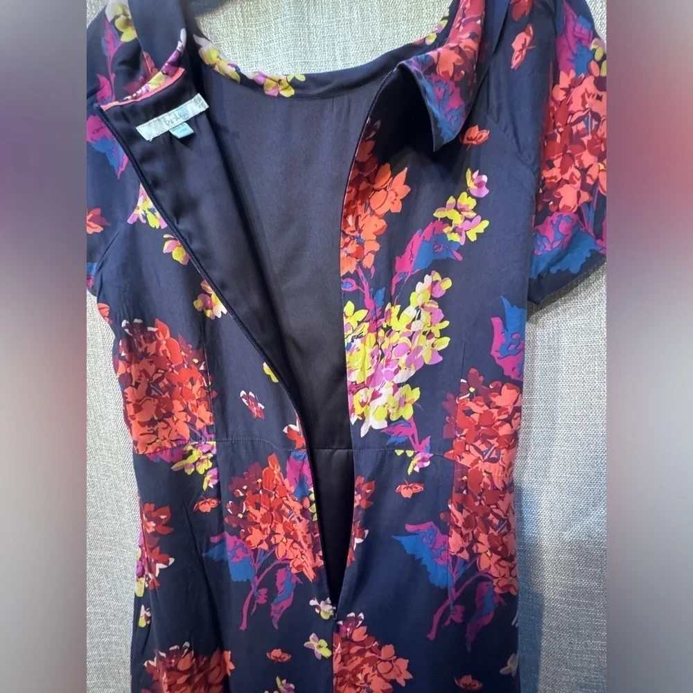 Boden silk floral roll collar midi dress US10 - Picture 7 of 12